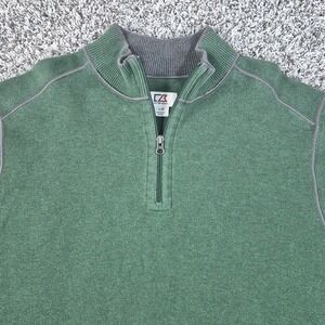 Cutter & Buck1/4 Zip Knit Pullover Men's Size Large Green Golf Dadcore Golf